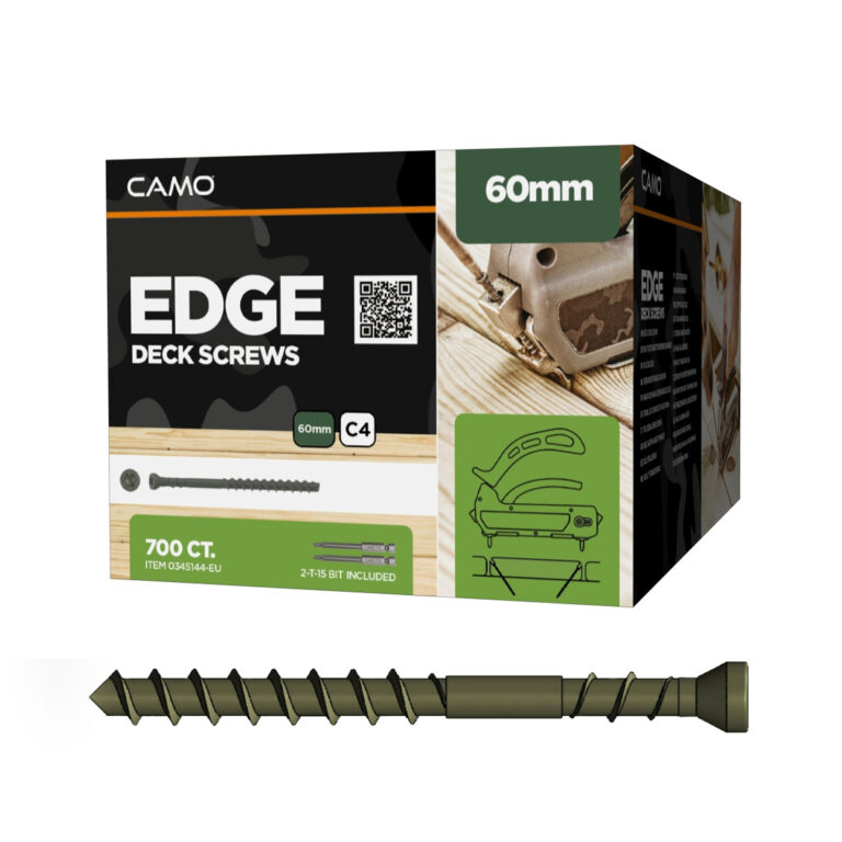 CAMO EDGE 4,2 × 60 mm C4 terasiniai medsraigčiai paslėptam tvirtinimui, 700 vnt. pakuotė.