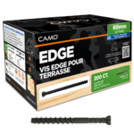 CAMO EDGE 60 mm terasiniai medsraigčiai paslėptam tvirtinimui, 200 vnt. pakuotė, juodos spalvos, skirti terasos lentų montavimui.
