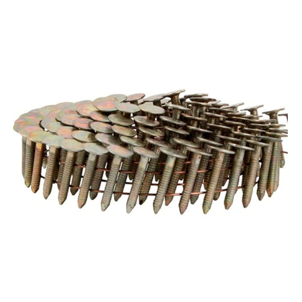 TJEP stogvinės vinys 15/16° ritėje, 3.0×25 mm, rifliuotos, geltonai cinkuotos, 2880 vnt. Aukštos kokybės vinys, skirtos naudoti su pneumatinėmis viniakalėmis. Tvirtos ir korozijai atsparios, idealiai tinka stogo dangų, dailylenčių ir konstrukcijų montavimui.