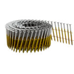 TJEP rifliuotos vinys ritėje, sujungtos viela 15/16° kampu, skersmuo 2.5 mm, ilgis 50 mm, karštai cinkuotos (HDG), pakuotėje 1650 vnt.