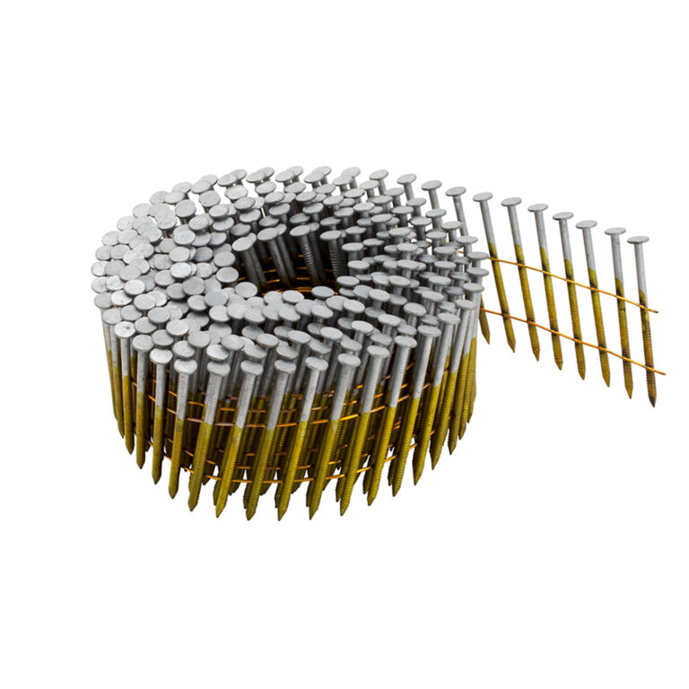 TJEP rifliuotos vielinės vinys 2.5x50 mm ritėje, 15/16° kampu, karštai cinkuotos HDG, 1650 vnt – vinys viniakalėms.